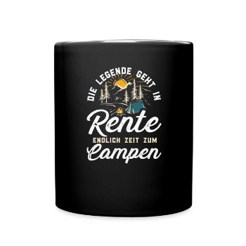 Rente Rentner Campen Camping - Tasse einfarbig - Schwarz - Vorne