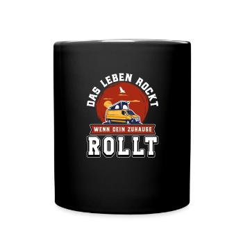 Camping Camper Spruch - Tasse einfarbig - Schwarz - Vorne