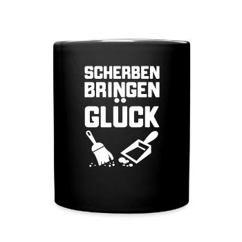 Scherben bringen Glück Ehemann Ehefrau POLTERABEND - Tasse einfarbig - Schwarz - Vorne