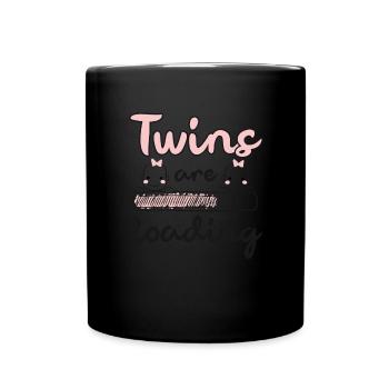 Mother-to-be gift Twins Twins loading - Full Colour Mug - black - Front