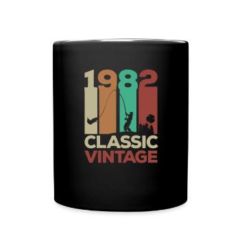 40ème Anniversaire 1982 Pêcheur à la pêche Rétro Vintage - Mug uni - noir - Devant