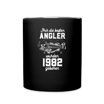 40. Geburtstag Angler - Tasse einfarbig - Schwarz - Vorne