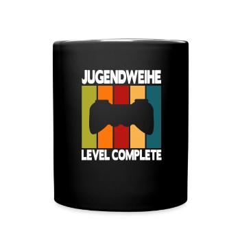 Jugendweihe Level Complete - Tasse einfarbig - Schwarz - Vorne