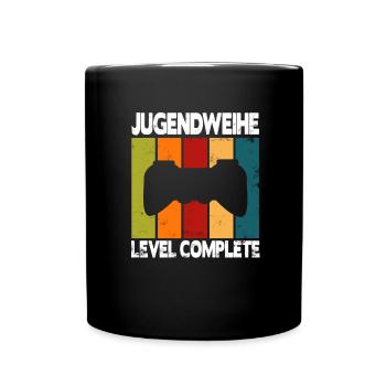 Jugendweihe Level Complete - Tasse einfarbig - Schwarz - Vorne
