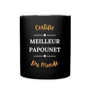 Certifié meilleur papounet du monde - Mug uni - noir - Devant