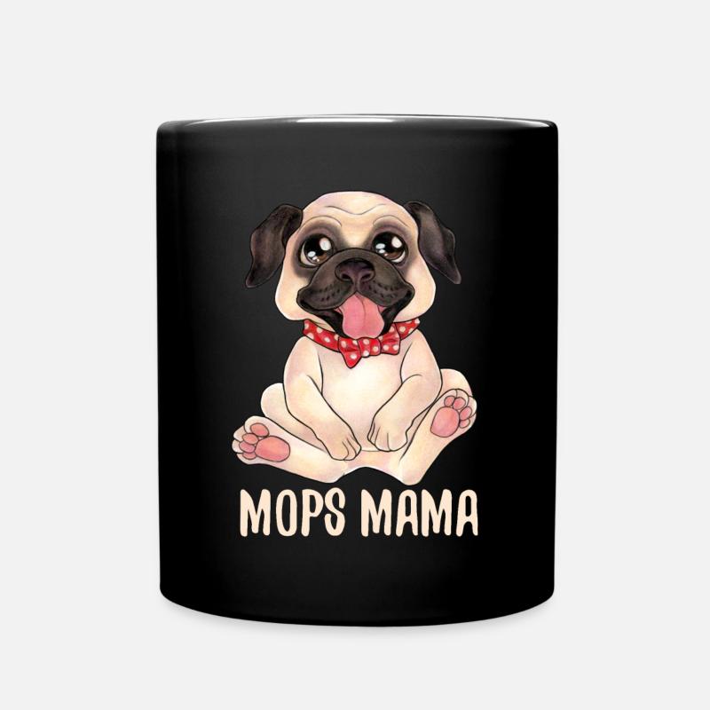 Mops Pug Mama - Geschenkidee für Hundeliebhaber - Tasse einfarbig - Schwarz