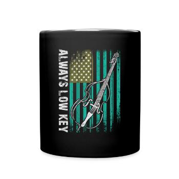 More Bass Double Bass with American Flag - Full Colour Mug - black - Front