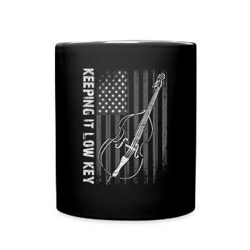 More Bass Double Bass with American Flag - Full Colour Mug - black - Front
