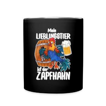 Mein Lieblingstier ist der Zapfhahn, Bier Trinken - Tasse einfarbig - Schwarz - Vorne