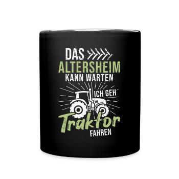 Landwirt Rentner Traktor Opa Bauernhof Rente - Tasse einfarbig - Schwarz - Vorne