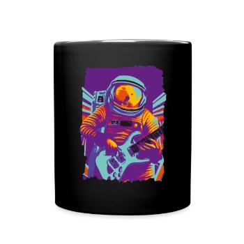 Rockgitarrist Astronaut - Tasse einfarbig - Schwarz - Vorne