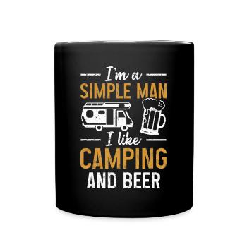 Camping und Bier Wohnmobil Camper Geschenk - Tasse einfarbig - Schwarz - Vorne