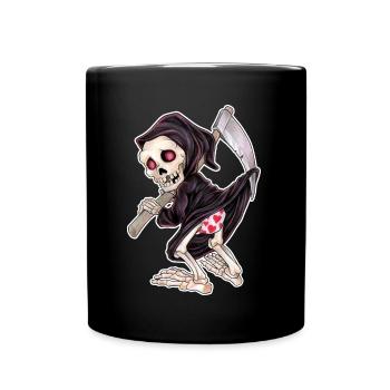 Lustiger Grim Reaper Tod mit Herz Höschen - Tasse einfarbig - Schwarz - Vorne