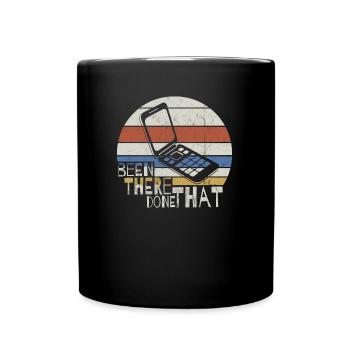 Retro 90s Oldschool Folding Mobile Phone Vintage FlipPhone - Full Colour Mug - black - Front