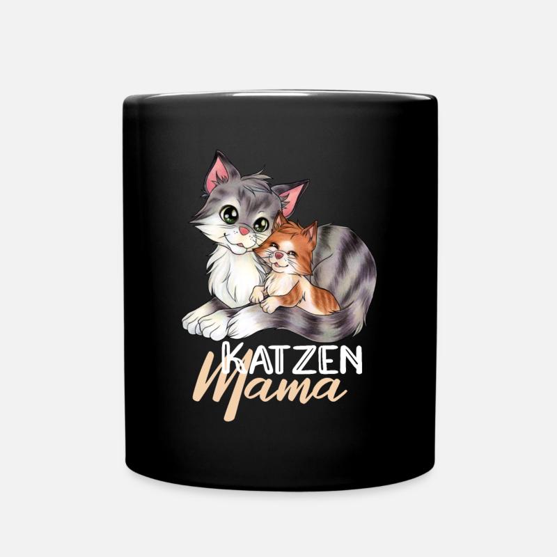 Niedliche Katze Mama mit Kitten Muttertag Geschenk - Tasse einfarbig - Schwarz