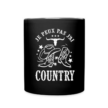 je peux pas j ai country cadeau danse cowboy - Mug uni - noir - Devant