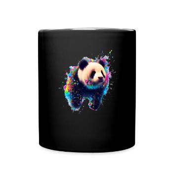 Farbexplosion Panda Bär - Tasse einfarbig - Schwarz - Vorne