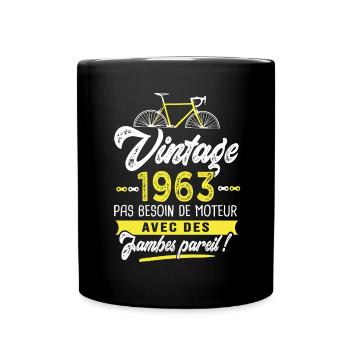 1963 Vélo Anniversaire Homme 60 ans vélos - Mug uni - noir - Devant