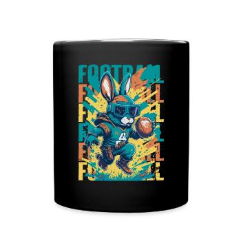 Football Hase Splash Art Illustration - Tasse einfarbig - Schwarz - Vorne