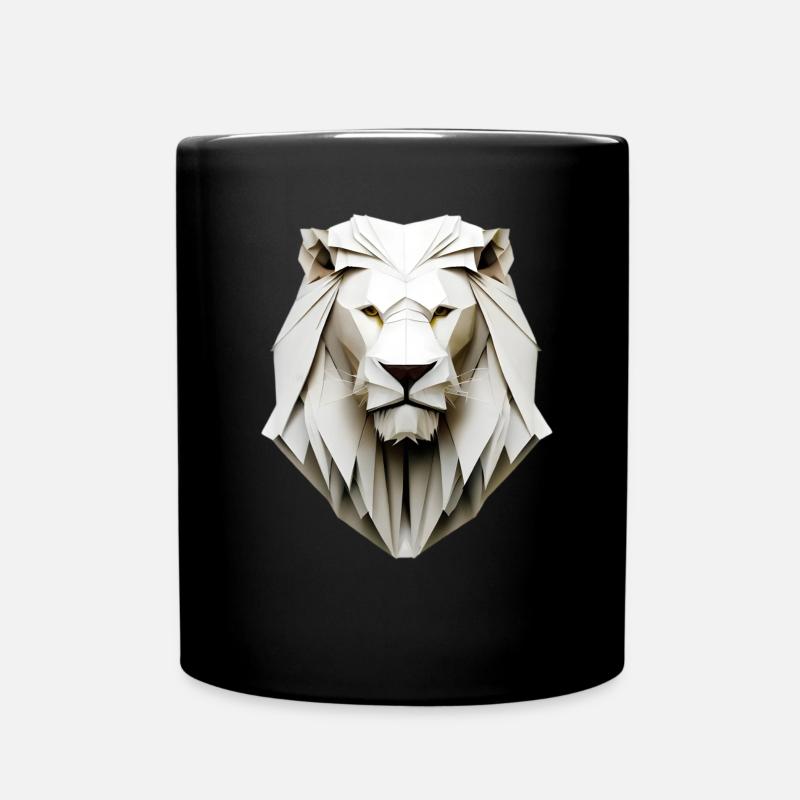 Origami Löwe - König der Faltkunst - Tasse einfarbig - Schwarz