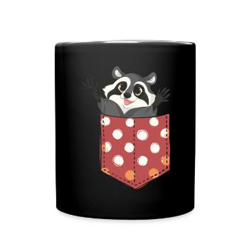 Trash Panda Süßes Geschenk Brusttasche Waschbär - Tasse einfarbig - Schwarz - Vorne