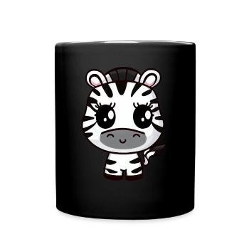 Süßes Kawaii Zebra, Charmantes Tierdesign - Tasse einfarbig - Schwarz - Vorne