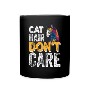 Cat hair don't care - Funny cat lovers - Full Colour Mug - black - Front