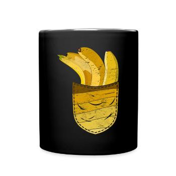 Obst Frucht Geschenk Bananen Brusttasche Banane - Tasse einfarbig - Schwarz - Vorne
