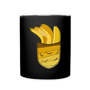 Bananen Frucht Obst Geschenk Brusttasche Banane - Tasse einfarbig - Schwarz - Vorne