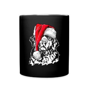 Santa Newfoundland Christmas Dogs Wilsigns - Full Colour Mug - black - Front