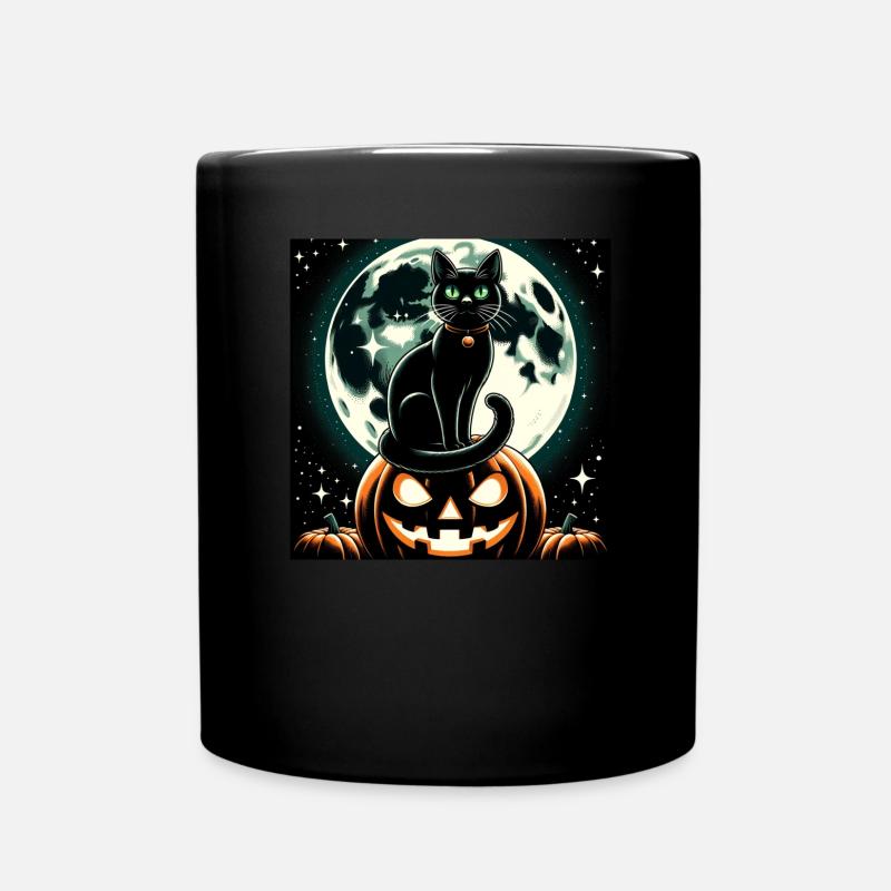El gato y Halloween - Taza monocolor - negro