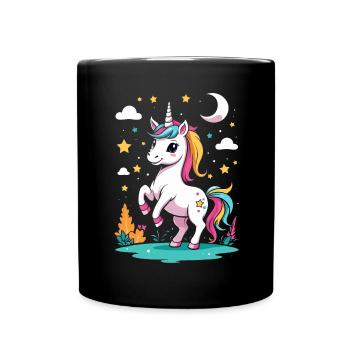 Illustration d’une licorne - Mug uni - noir - Devant