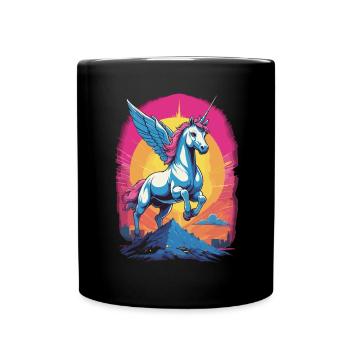 Illustration d’une licorne - Mug uni - noir - Devant