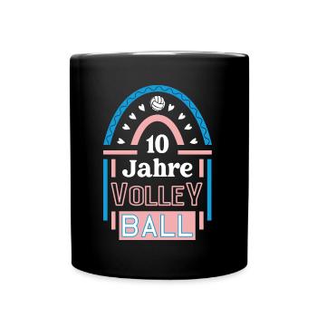 Volleyball Jubiläum 10 Jahre Trainerin Spielerin - Tasse einfarbig - Schwarz - Vorne