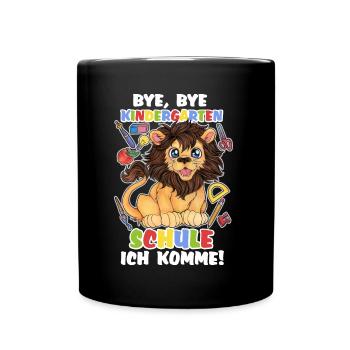 Niedlicher Löwe Kind Einschulung Schulanfang - Tasse einfarbig - Schwarz - Vorne