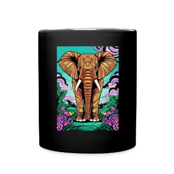Elefant Pop Art - Tasse einfarbig - Schwarz - Vorne