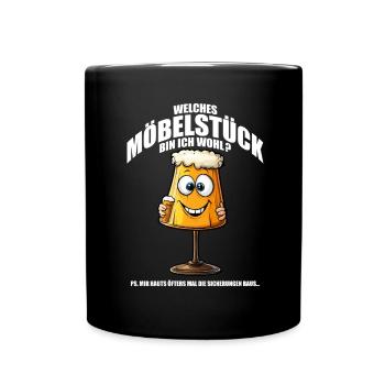 Welches Möbelstück bin ich wohl? Lampe aus 70ern - Tasse einfarbig - Schwarz - Vorne