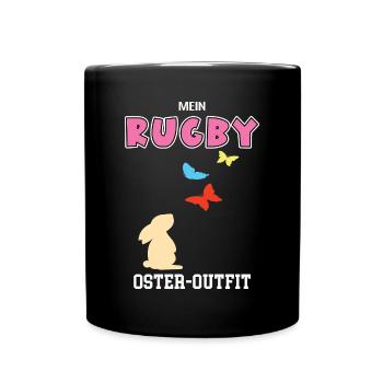 Rugby Oster Outfit Rugbyspieler Ostern Spielerin - Tasse einfarbig - Schwarz - Vorne