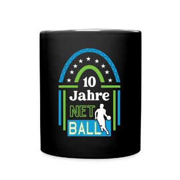 Netball Jubiläum 10 Jahre Trainer Spieler Jubi - Tasse einfarbig - Schwarz - Vorne