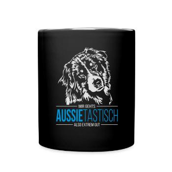 AUSSIETASTISCH Australian Shepherd - Tasse einfarbig - Schwarz - Vorne