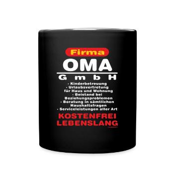 Firma Oma Gmbh kostenfrei lebenslang - Tasse einfarbig - Schwarz - Vorne