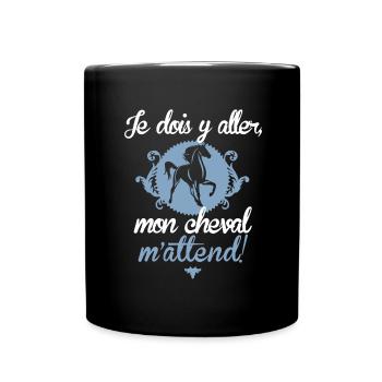 Mon cheval m'attend - Mug uni - noir - Devant