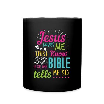 Jesus Design Yes Jesus Loves Me Birthday Gift Idea - Full Colour Mug - black - Front
