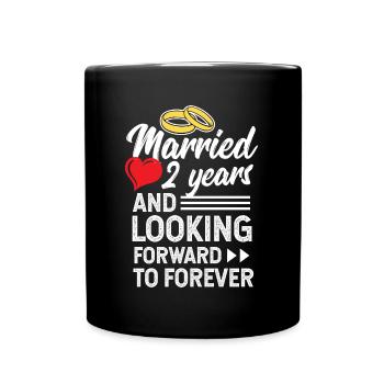 Second Wedding Anniversary Married 2 Years - Full Colour Mug - black - Front