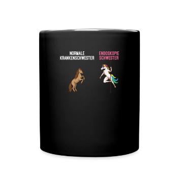 Krankenschwester Endoskopie Einhorn - Tasse einfarbig - Schwarz - Vorne