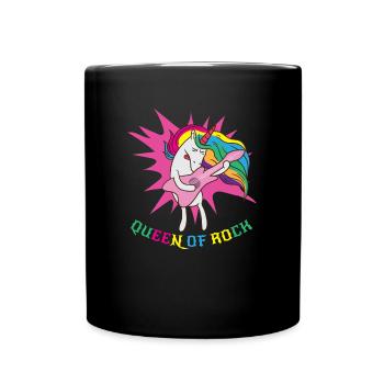 Queen of rock music unicorn - Full Colour Mug - black - Front
