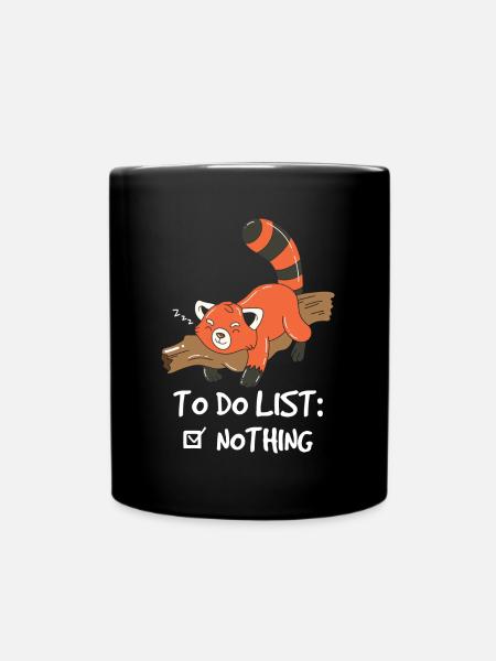 Red Panda Cute Lazy Woodland Animal To Do List - Full Colour Mug - black