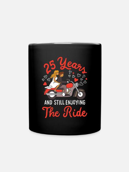 25th Wedding Anniversary 25 Years, Enjoying The - Full Colour Mug - black