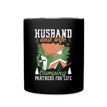 Campingpartner für das Leben Outdoor-Reisen Natur - Tasse einfarbig - Schwarz - Vorne