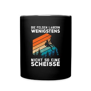 Klettern Bouldern Bergsteigen lustiger Spruch - Tasse einfarbig - Schwarz - Vorne